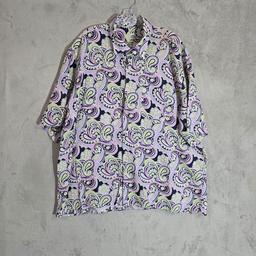 Peter Millar Paisly Mens  Casual Linen Shirt XXL